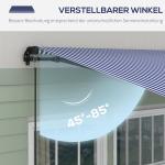 Vikarmsmarkis Altanmarkis Blå Vit av Tyg och Metall för Uteplats UV30+ Solmarkis med Handvev Vattentät 350 x 300 cm