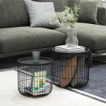 Soffbord Sidobord Set om 2 Svart av Stål för Vardagsrum och Modern Inredning Scandi Design med Förvaringsutrymme Praktisk