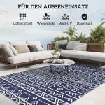 Outdoormatta i Bohostil och Väderbeständig Matta för Vardagsrum och Balkong Hållbar och Prisvärd Blå Textil för Uteplats och Altan