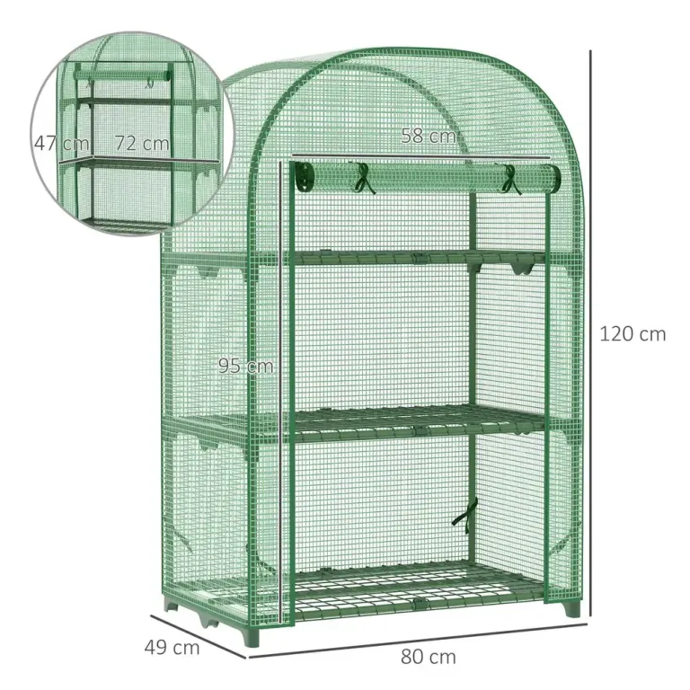 Litet Tunnelväxthus 3 Hyllor Kompakt 80 x 49 x 120 cm