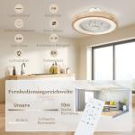 Takfläkt med Lampa och Fjärrkontroll samt 6 Hastigheter och Justerbar Ljusstyrka Ergonomisk och Tyst Ljusbrun Metall och Trä för Sovrum