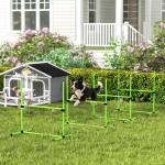 Agilityhinder Hund 4 Delar Grön Plast för Träning Justerbar Hoppställning med Väska 99x65x94 cm