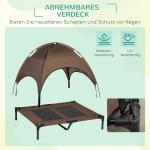 Förhöjd Hundsäng Utomhus med Kapell Andningsbart Tafttyg Kaffe 92 X 76 X 90 Cm