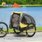Cykelkärra för Hund, Säker Transportvagn för Medelstora Hundar, Rymlig Kupé med Nätfönster, Gul/Svart, 140 x 71 x 83 cm