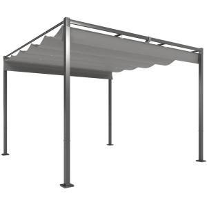Pergola för Trädgård med Utdragbart Tak och UPF30+ Skydd för Solskydd Hållbar och Stabil Grå Polyester och Metall för Uteplats 3 x 3 m