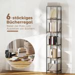 Bokhyllor 2 Pack Rustik Brun Spånskiva och Stål för Vardagsrum Höga Hyllor med 6 Plan Industriell Design Förvaring för Böcker och Dekor