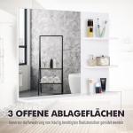 Badrumsspegel Väggspegel med 3 Hyllor Spegelhylla MDF Modern Design Vit 60 X 10 X 48 Cm