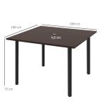Trädgårdsbord Uteplatsbord Brun av Stål för Trädgård och Terrass Fyrkantigt Bord för 4 Personer med Paraplyhål Robust 100 x 100 x 72 cm