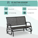 Gungbänk i Konstrotting 2 Personer, Bekväm Trädgårdssoffa med Gungmekanism, Väderbeständig Loveseat för Uteplatsen, Grå, 70 x 120 x 84 cm