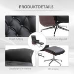 Snurrbar Relaxfåtölj med Pall Bekväm TV-Stol Chesterfield-Stil Justerbart Ryggstöd Brun 82 X 83 X 110 Cm