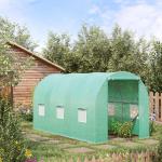 Folieväxthus Rundbåge Grön 6 Nätfönster för Ventilation Optimalt Klimat för Tomat och Grönsaker 395 X 195 X 190 Cm