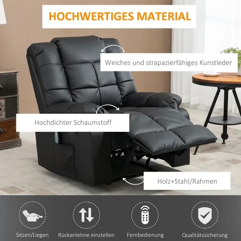 Elektrisk Massagestol i Konstläder 94 x 99 x 99 cm