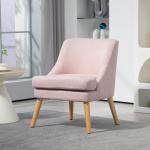 Fåtölj Relaxstol med Armstöd Rosa av Linnelook och Trä för Vardagsrum och Sovrum Vadderad Stol