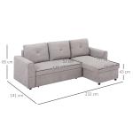 3-sits Bäddsoffa med Schäslong, Stoppad Soffa med Sängfunktion, Grå