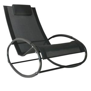 Gungstol Trädgårdsstol med Kudde Väderbeständig Stål och Textlinje upp till 120 Kg Svart 105 X 62 X 88 Cm
