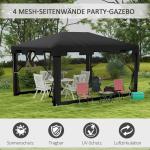 Gazebo Partytält Mörkgrå av Metall och PE för Fester och Evenemang Trädgårdspaviljong med Sidoväggar i Nät 4 x 3 m