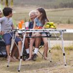 Campingbord Prisvärd Silver Aluminium för Picknick och Camping med Höjdjustering och Praktisk Bärväska för Resor 120 x 69 x 59-78 cm