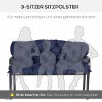 Bänkdyna Sittdyna med Knytband Mörkblå av Tyg för Trädgårdsmöbler och Gunga Bekväm Dyna för 3-Sits Bänk 150 x 98 x 8 cm