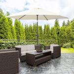 Fällbart Parasoll Trädgårdsparaply med Handvev 2,6 M Aluminium och Polyester 180 G/M² för Trädgård och Terrass Beige
