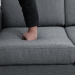 Soffa 3-Sits Tygsoffa med Kudde och Armstöd Linne Elegant för Vardagsrum Mörkgrå 200 X 82 X 78 Cm
