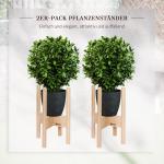 Blomställ i Trä 2-Pack, Dekorativa Blompallar i Olika Höjder, Naturlig Inredning för Krukor, Natur