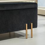 Stoppad Förvaringsbänk, Metall, Gummiträ och Skum, Svart, 100 x 40 x 42 cm
