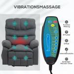 Elektrisk Vilstol med Massagefunktion och Stående Funktion i Metall och Tyg, Grå