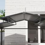 Grillpaviljong Trädgårdspaviljong med Dubbeltak Svart av Metall ve Tyg för BBQ ve Trädgårdsfest Vattentätt Tält 250 x 160 x 250 cm