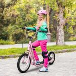 Sparkcykel med Handbroms 16 Tum, Robust Skoter för Barn med Stora Hjul, Säker Körning på Alla Underlag, Rosa, 135 x 58 x 92-100 cm, 5 år+