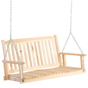Gungbänk i Massivt Trä, Klassisk Trädgårdsgunga för 2 Personer, Robust Konstruktion för Uteplats och Terrass, Natur, 117 x 69 x 60 cm