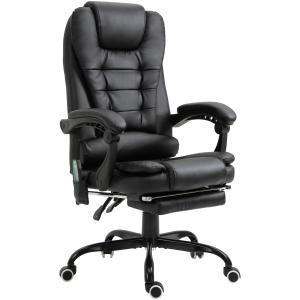 Skrivbordsstol med 7 Massagepunkter, Höjdjusterbar Snurrstol med Integrerat Fotstöd, 67 x 79 x 111–121 cm