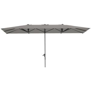 Dubbelparasoll Marknadsparasoll med Vev Mörkgrå av Aluminium ve Polyester för Balkong ve Terrass Solskydd UV50+ 451 x 264 cm