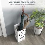 Paraplyställ Paraplyhållare med 4 Krokar Vit av Stål för Hall Ställ med Vattenuppsamlingsbricka 15,5 x 15,5 x 40 cm