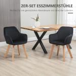Matsalsstolar Köksstolar Svart av Polyester och Trä för Kök Set om 2 Ergonomiska Stolar med Armstöd 54 x 57 x 80 cm