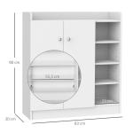 Skoskåp Skoställ Vit av Trä för Hall Byrå med 2 Dörrar och 4 Fack Platsbesparande Modern 83 x 30 x 90 cm