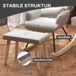 Gungstol Relaxstol Krämvit av Sammetslook och Trä för Sovrum Bekväm Fåtölj med Pall Vingstol 66 x 96 x 101 cm