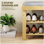 Sittbänk med Skoförvaring och 2 Öppna Fack för Hall och Entré Hållbar och Stabil Grå Bambu och Tyg 60 x 29 x 49 cm