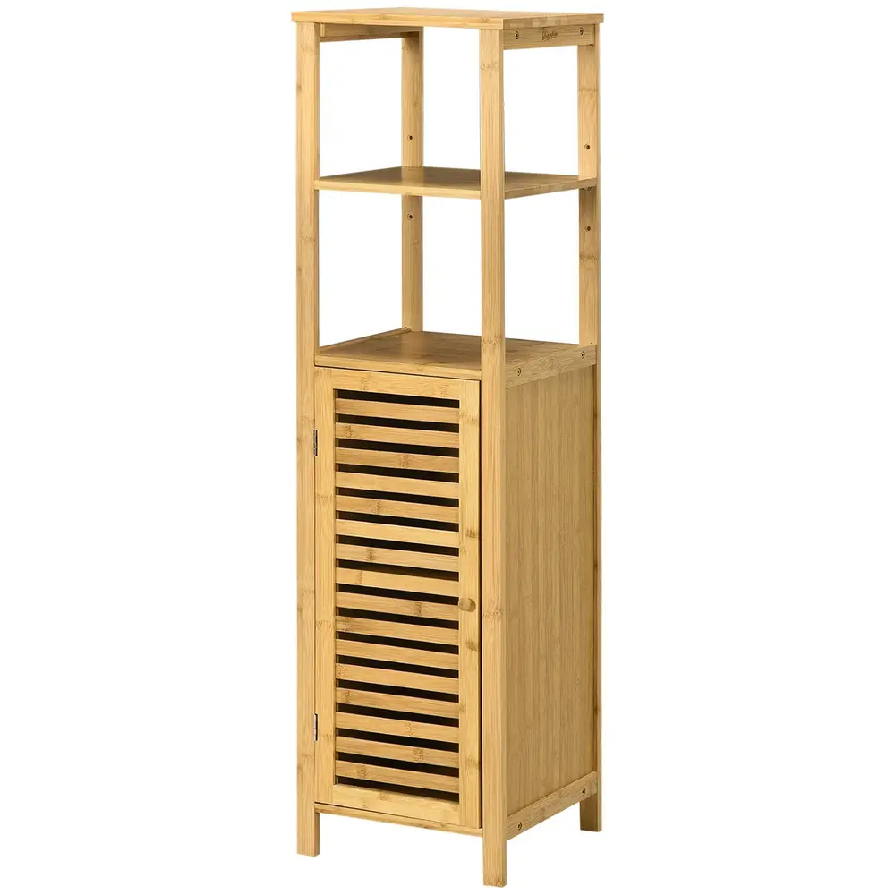 Badrumsskåp Högskåp Natur av Bambu Höj 33 x 30 x 120 Cm