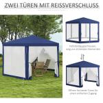 Lusthus Paviljong Sexkantig Blå av Polyester och Metall för Camping och Trädgård Vattentätt Partytält 4 x 3 m