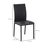 Matstolar Köksstolar Set om 4 Vit av Konstläder och Stål för Kök och Matsal Vadderade Matstolar med Stålben Modern Design