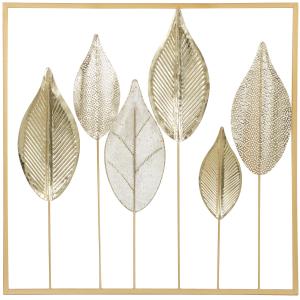 Väggdekoration Löv Guld Metall för Vardagsrum och Sovrum Väggkonst i Modern Stil Elegant Inredning med Naturmotiv