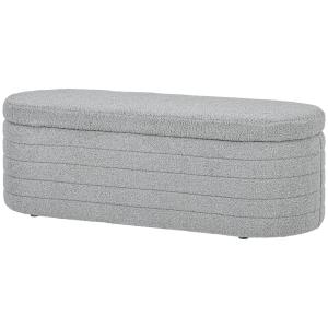 Sängbänk Förvaringsbänk Ljusgrå av Teddyfleece och Trä för Sovrum Bänk med Förvaringsutrymme Stabil 120 kg 116 x 41 x 40,5 cm