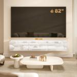 TV-Bänk Väggmonterad Vit Spånskiva för Vardagsrum Svävande Mediamöbel med 3 Lådor Modern Design och Platsbesparande 180 cm