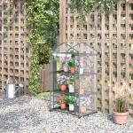 Växthus Stabil Transparent Plast för Balkong och Trädgård med Hyllor och Vinterfest Gitterfolie för Odling och Förvaring 69 x 49 x 125 cm
