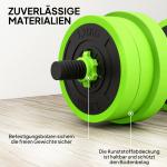 Hantelset 4 i 1 med Skivstång och Kettlebell för Hemmaträning Ergonomisk och Hållbar Grön Stål och Plast 20 kg