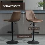 Barstolar Köksstolar Set om 2 Brun av Polyester och Metall för Barkök Höjdjusterbara med Fotstöd Snurrstol 43 x 46,5 x 89-110 cm