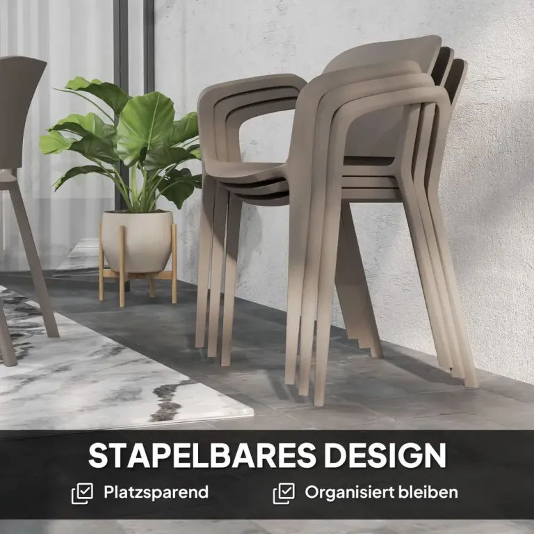 Trädgårdsstolar Stapelstolar Set 4 Grå av Plast Stolar