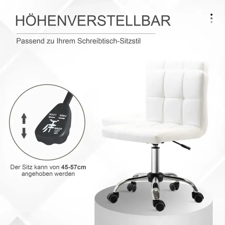 Kontorsstol i Konstläder med Stålram 5 Hjul Vadderad