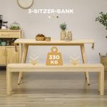 Bänk 2-Sits Matsalsbänk Natur av Furu för Kök och Vardagsrum Robust Träbänk Lastkapacitet upp till 220 kg 102 x 36 x 45 cm