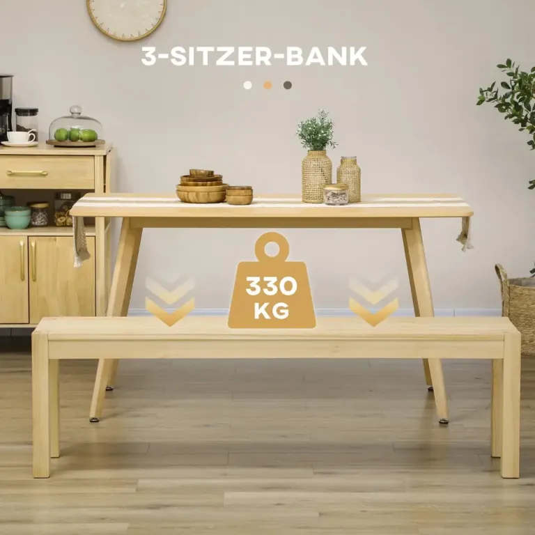 Matsalsbänk i Massiv Furu 3 Personer Natur 150 x 33 x 45 cm